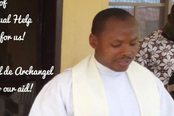 Caption: Fr. Samuel Agwameseh, released after spending 3 days in captivity. / Fr. Charles Uganwa