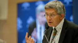 Speaking at a press briefing on Oct. 6, Vatican spokesman Paolo Ruffini said that there needs to be “a certain amount of confidentiality about who takes the floor and who doesn't in order to leave the space open … for ‘conversation in the Spirit.’” | Credit: Daniel Ibáñez/EWTN News