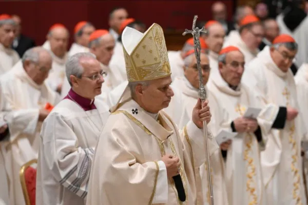 Pope Leo XIV arrives at St. Peter’s Basilica for a Mass with cardinals on Jan. 8, 2026. | Credit: Vatican Media