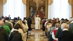 Pope Leo XIV meets with a group of pilgrims from St. Thomas of Villanova Parish in Alcalá de Henares, Spain, on Dec. 29, 2025, in the Apostolic Palace at the Vatican. | Credit: Vatican Media