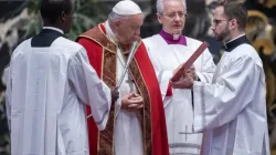 Pope Francis prayed for the repose of the souls of Pope Benedict XVI and the cardinals and bishops who died in the past year during a Mass in St. Peter's Basilica on Nov. 3, 2023. | Daniel Ibanez/CNA