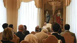 Pope Leo XIV addresses a delegation of political representatives and civic leaders from the Diocese of Créteil, France, on Aug. 28, 2025, at the Vatican. / Credit: Vatican Media