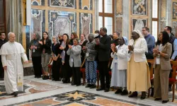 Pope Leo XIV meets with the organizing committee of the initiative “From Crisis to Care: Catholic Action for Children” at the Vatican on Feb. 5, 2026. | Credit: Vatican Media