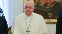 Pope Francis pictured on Nov. 27, 2023. The pope felt well enough to keep his scheduled appointment with the president of Paraguay on Monday morning as he recovers from the flu. | Vatican Media