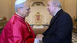 Pope Leo XIV meets with Algerian President Abdelmadjid Tebboune on July 24, 2025, at the Vatican. / Credit: Vatican Media