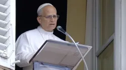 Pope Leo XIV urges “full respect for humanitarian law” amid a food crisis in Gaza  in his address following the Angelus prayer on July 27, 2025, at the Vatican. / Credit: Vatican Media screenshot