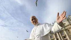 Pope Leo XIV greets pilgrims gathered in St. Peter’s Square on Dec. 20, 2025. / Credit: Vatican Media