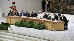 Pope Leo XIV speaks to participants in the Jubilee of Synodal Teams and Participatory Bodies on Oct. 24, 2025, in the Paul VI Audience Hall at the Vatican. / Credit: Vatican Media