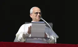 Pope Leo XIV addresses pilgrims gathered in St. Peter’s Square for his Sunday Angelus on Nov. 9, 2025, at the Vatican. / Credit: Vatican Media