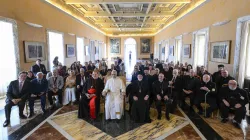 Pope Leo XIV meets with a U.S. ecumenical group led by Cardinal Joseph Tobin and Greek Orthodox Archbishop Elpidophoros of America on July 17, 2025, at the Vatican, encouraging them to “return to the roots of our faith” in their pilgrimage to Italy and Turkey. / Credit: Vatican Media