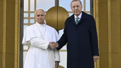 Pope Leo XIV with Turkish President Recep Tayyip Erdoğan in Ankara, Turkey, on November 27, 2025. / Vatican Media