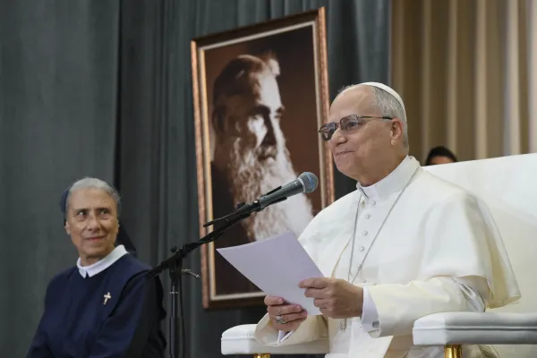 Pope Leo XIV speaks to patients and caregivers at the De La Croix Hospital in Jal el Dib, Lebanon, on Dec. 2, 2025. / Credit: Vatican Media