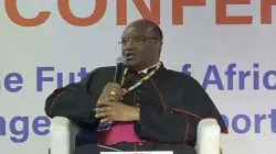 A screenshot of Archbishop Anthony Muheria during a panel discussion at the BeDoCare conference in Nairobi, Kenya