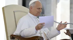 Pope Leo XIV addresses thousands of Church and civil lawyers, judges, and others who work in the legal environment during the Jubilee of Workers of Justice, part of the yearlong Jubilee of Hope, in St. Peter's Square on Sept. 20, 2025. / Credit: Vatican Media.