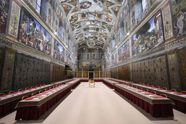 The Sistine Chapel Awaits Arrival of Cardinal Electors to Choose Late Pope Francis' Successor: Photos