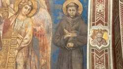 A 13th-century fresco of St. Francis of Assisi by the Florentine painter Cimabue, one of the earliest depictions of the saint, is located in the lower church of the Basilica of St. Francis of Assisi in Assisi, Italy.  / Credit: Jacob Stein/Crux Stationalis
