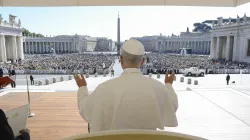 Pope Leo XIV addresses a crowd during a jubilee audience in St. Peter’s Square at the Vatican, Saturday, Sept. 6, 2025. / Credit: Vatican Media