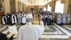 Pope Leo XIV meets with representatives of several women’s religious orders in the Vatican’s Apostolic Palace on Sept. 22, 2025. / Credit: Vatican Media