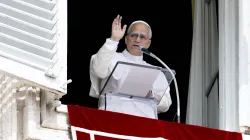 Pope Leo XIV waves to pilgrims gathered for his Sunday Angelus in St. Peter’s Square at the Vatican on Sept. 14, 2025. / Credit: Vatican Media