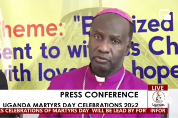 Bishop Robert Muhiirwa of the Catholic Diocese of Fort Portal addresses members of the Press ahead of the Martyrs' Day celebration in the Archdiocese of Kampala. Credit: Ugandan Catholics Online
