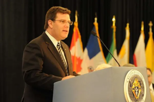 Andrew Walther speaks at a Knights of Columbus state deputies’ meeting in June 2011. / Courtesy photo.